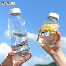 1000ml Oceaan Seal Walvis Glas Water Fles Met Mouwen Draagbare Creatieve Sport Flessen Camping Waterkoker Tour Drinkware Cup Gourde