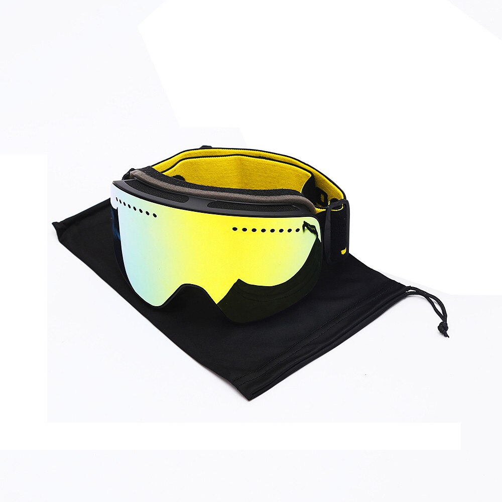 Gafas de esquí de doble capa, de lentes, gafas de invierno para nieve, deportes, Snowboard, protección UV antiniebla, máscara de esquí para adultos, imán: Golden