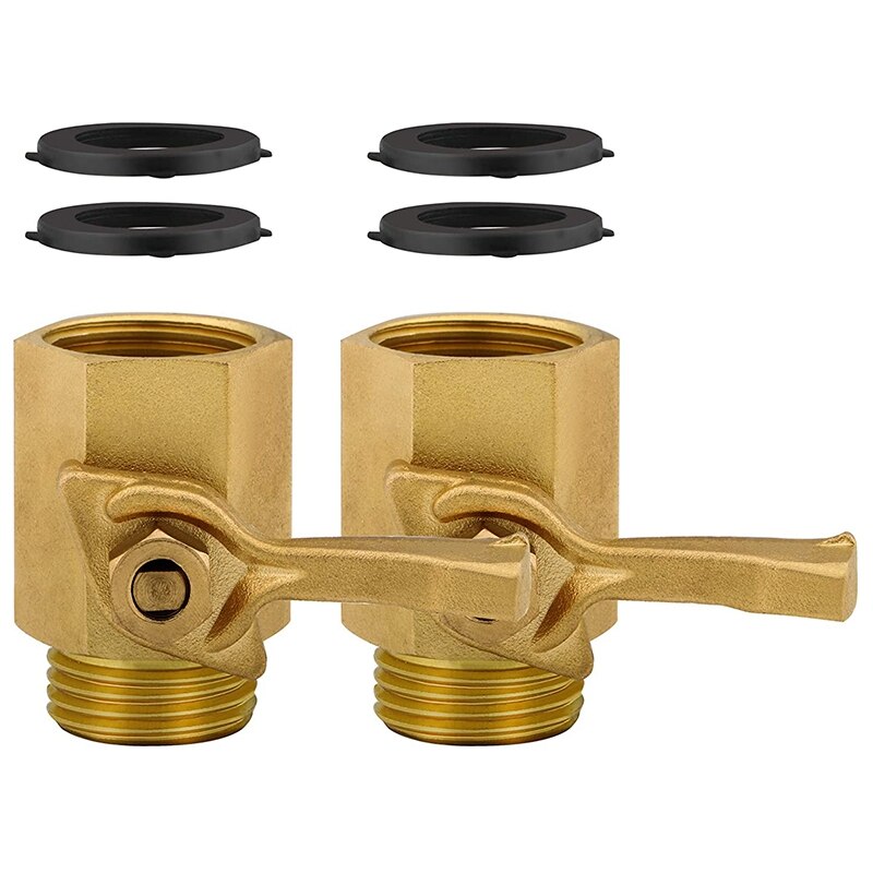 Heavy Duty Brass Shut Off Valve- 3/4 inch, Solid Garden Hose Shut Off Valve Fit All Garden Hose Connector