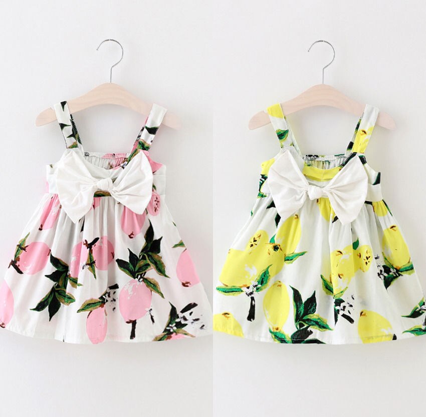 Baby Dress Infant girl dresses Lemon Print Baby Girls Clothes Slip Dress Princess Birthday Dress for Baby Girl