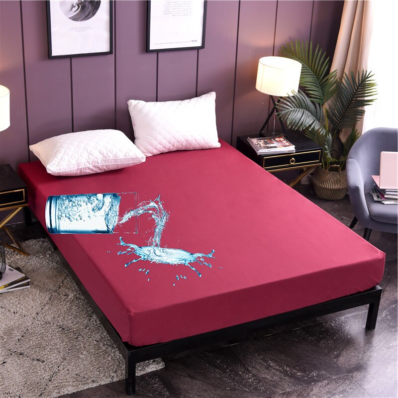 Waterproof Mattress Cover Anti-mite Hypoallergenic Fitted Sheet Solid Color Breathable Mattress Protector Queen King Size