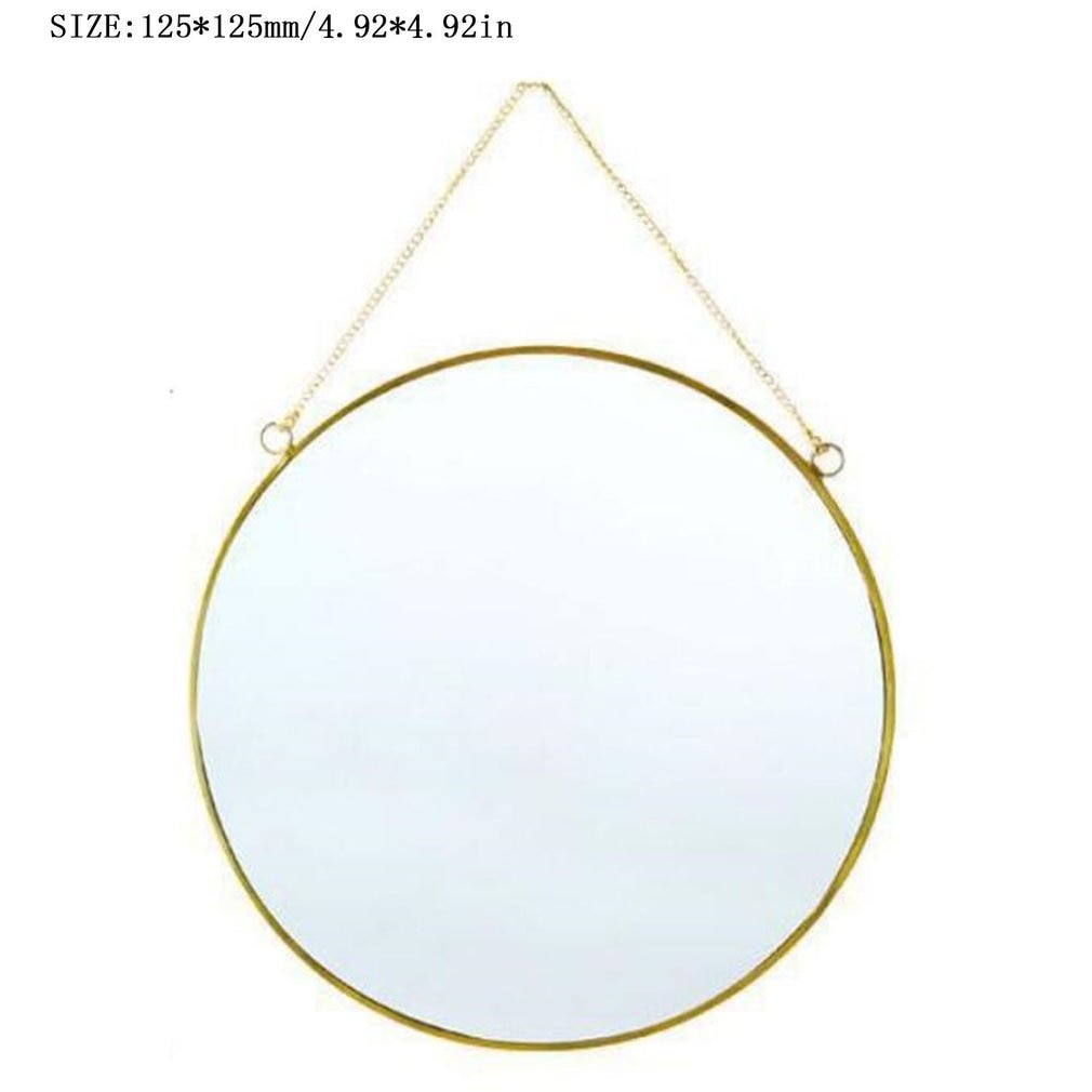 Nordic Minimalist Home Decoration Geometric Shape Gold Brass Round Mirror Makeup Mirror For Home Decoration