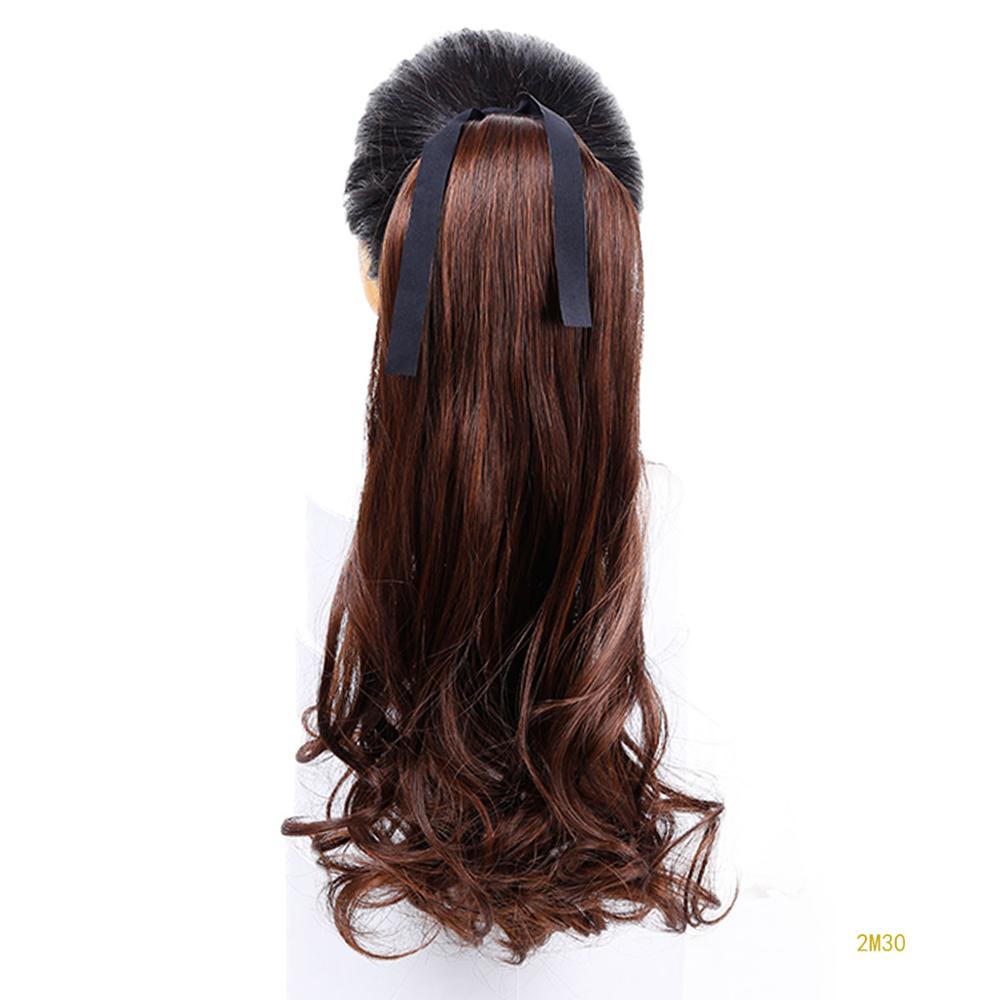 Lvhan slips på hestehale hair extension hale hairpiece langt krøllet syntetisk damehår: 2 m 30 / 22 inches