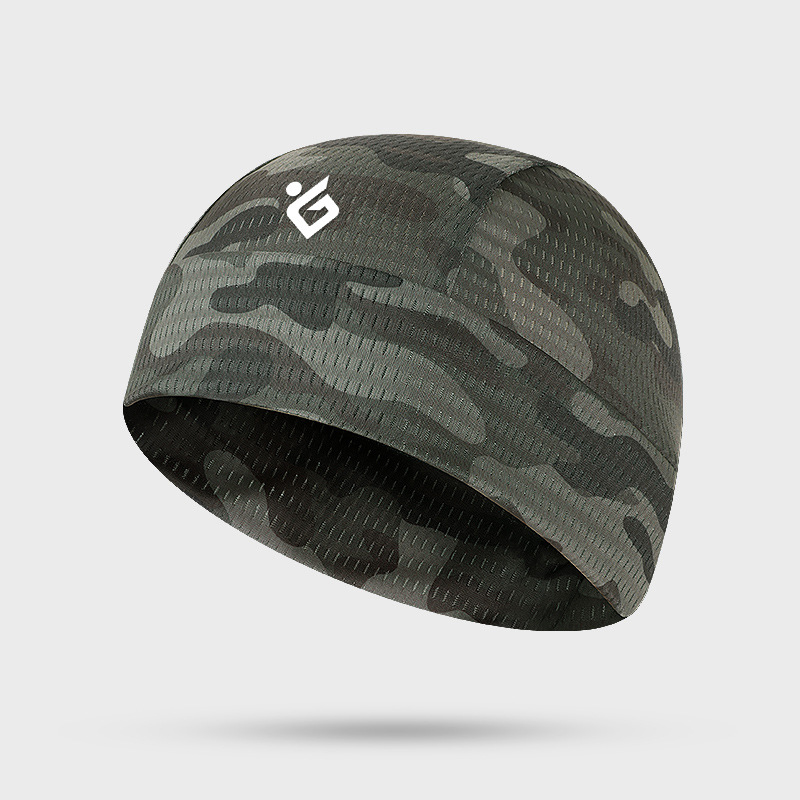 Breathable Sweat Wicking Cooling Skull Cap Cycling Running Sweat-absorbent Anti-UV Bicycle Head Helmet Liner Cap Sport Fishing: Green Camouflage