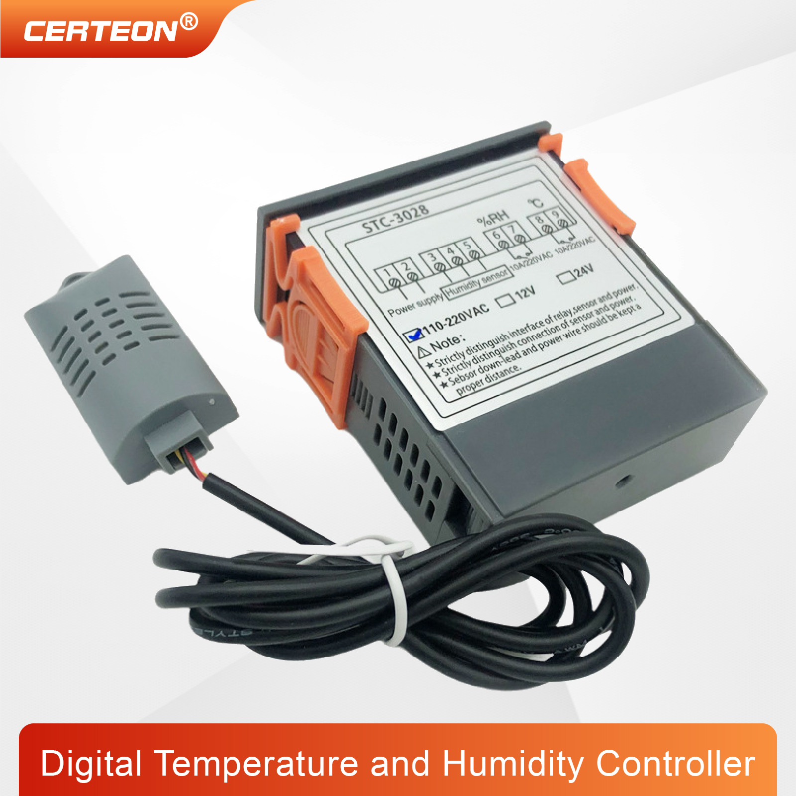 STC-3008/3028 Digital Thermostat Controller Dual Display Dual Relay 12V/24V/220V Temperature Humidity Controller Switch