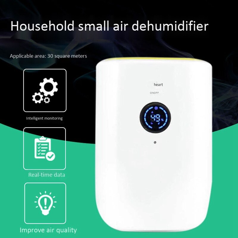 Small Dehumidifier for Home Bedroom Living Room Office Mini Dehumidifier with LCD Sn-US Plug