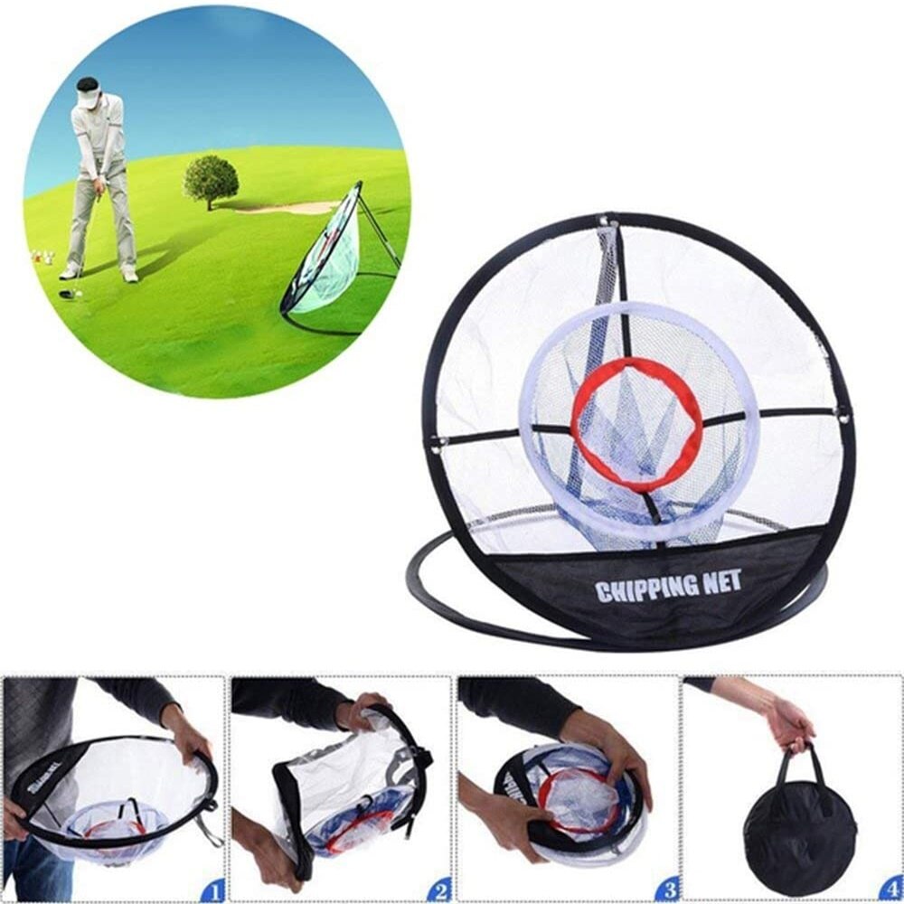 Golf pop-up indendørs og udendørs cut boldbur måtte øve simpelt net golftræning hjælpenet med tre omgange