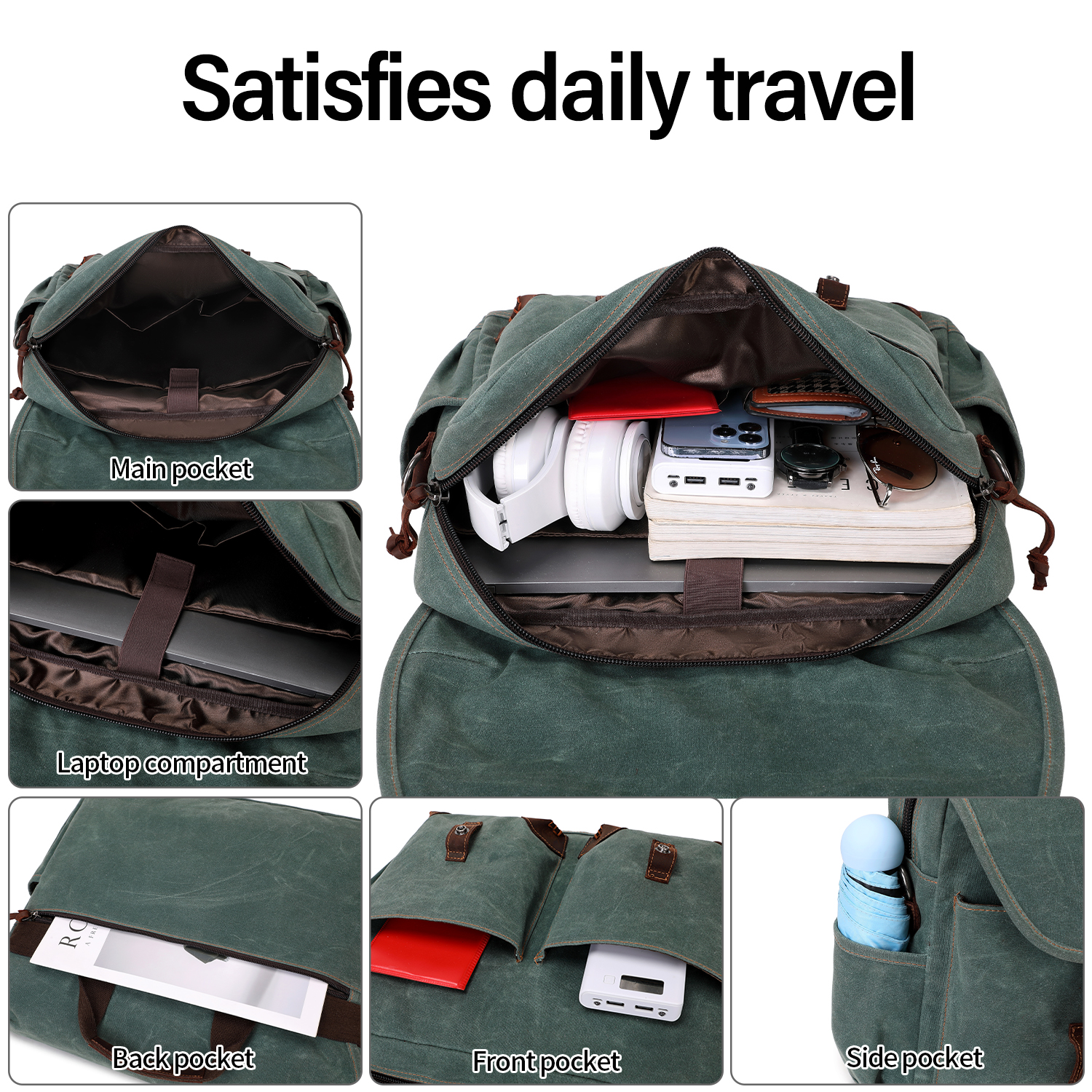 Men's Laptop Messenger Bag, 17 Inch Laptop Backpack Vintage Leather Slung Bag