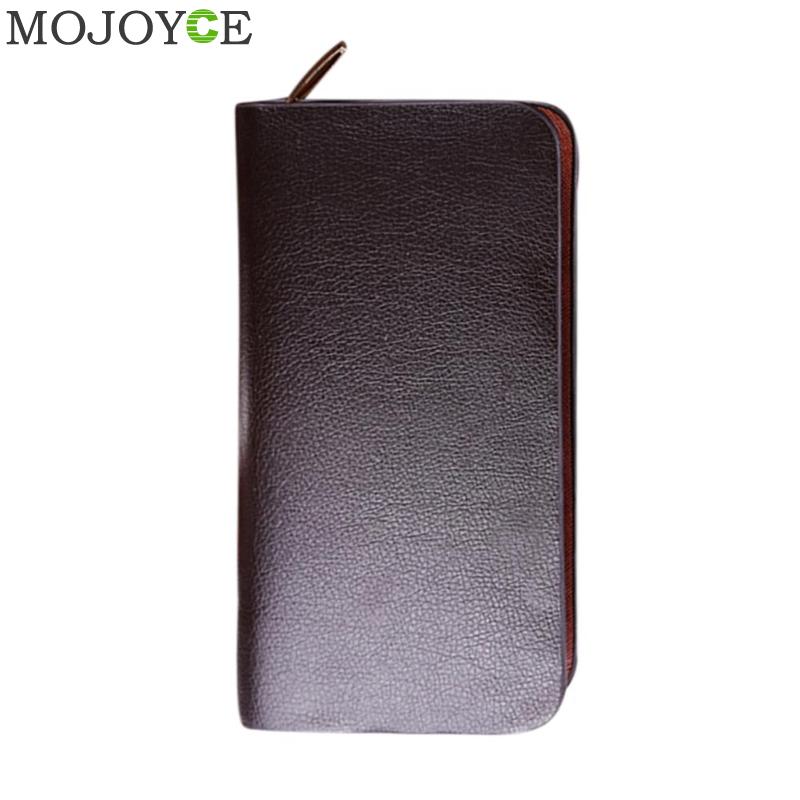 Men Business Zipper Wallet Male PU Leather Clutch Coin Purse Long ID Card Holder Card Bag Gentale Man Bag: Coffee