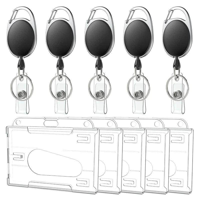 HD-klarer horizontaler vertikaler Ausweishalter, skalierbar, für Damen und Herren, Studenten, Arbeitskarten, Namensschilder, Ärmel mit Gürtel, Brusttasche, Clip