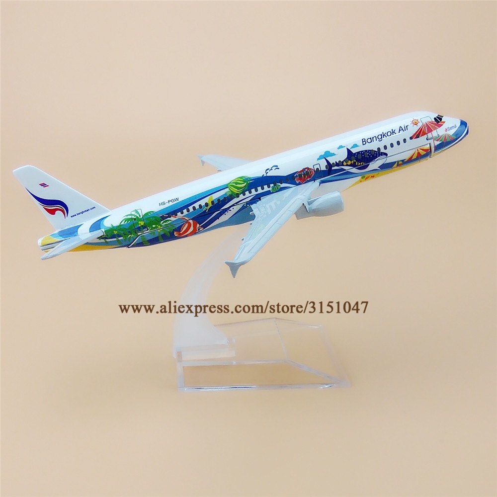 Alloy Metal Thailand Bangkok Air A320 Airlines Airplane Model Thai Airbus 320 Airways Plane Model Aircraft Kids 16cm