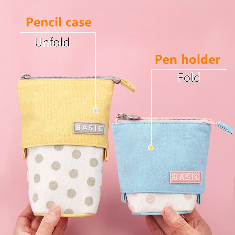 Estuche retráctil para lápices, bolsa de almacenamiento de papelería escolar, estuche Kawaii de punta ondulada, bonito portalápices, para niños, bolsas para bolígrafos