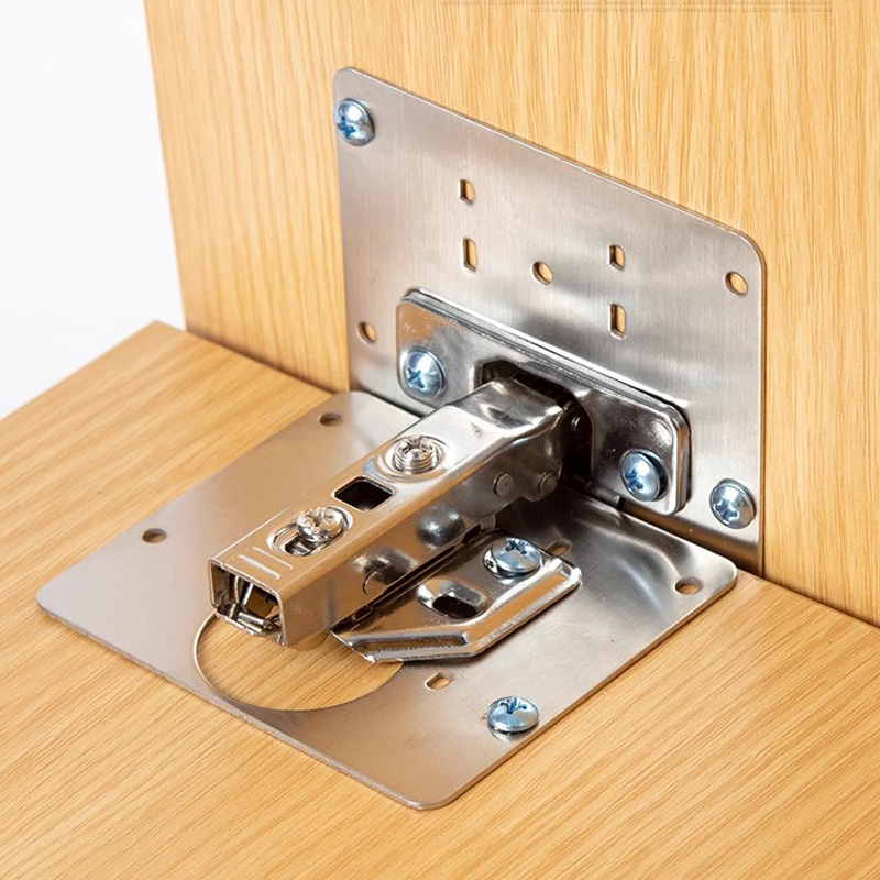 Cabinet Hinge Repair Plate Kits Stainless Steel Door Hinges Mounting Plate with Hole Replacement Bracket for Cupboard Furniture