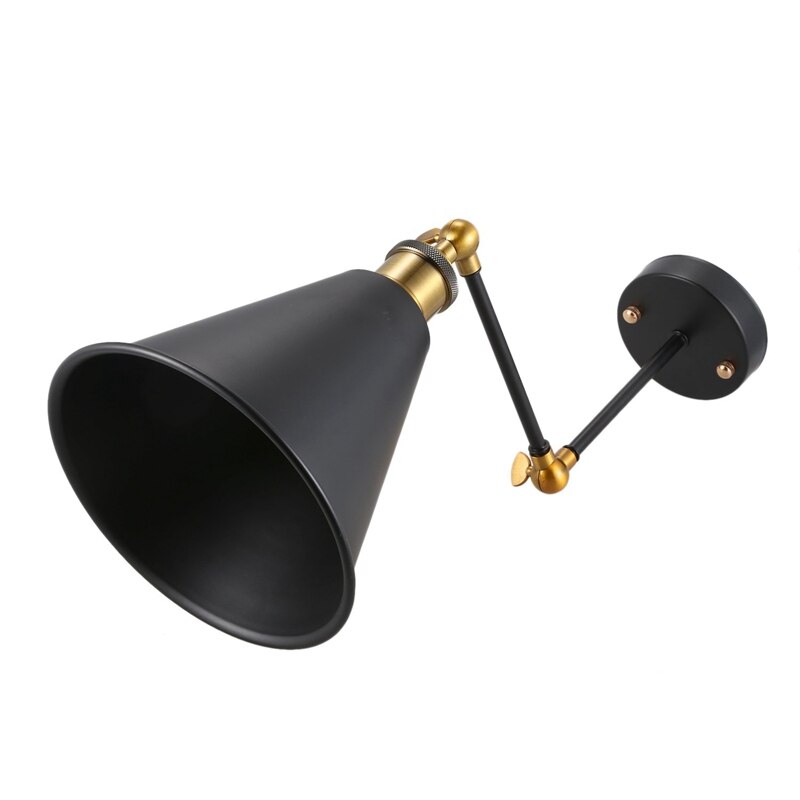 Retro industriële eenvoud antieke wandlamp met metalen paraplukap - zwart