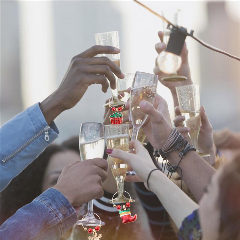 12 Uds. De adornos navideños para copa de vino, adornos para , copas de vino, decoración de vaso de vino, adornos para bebidas para Navidad