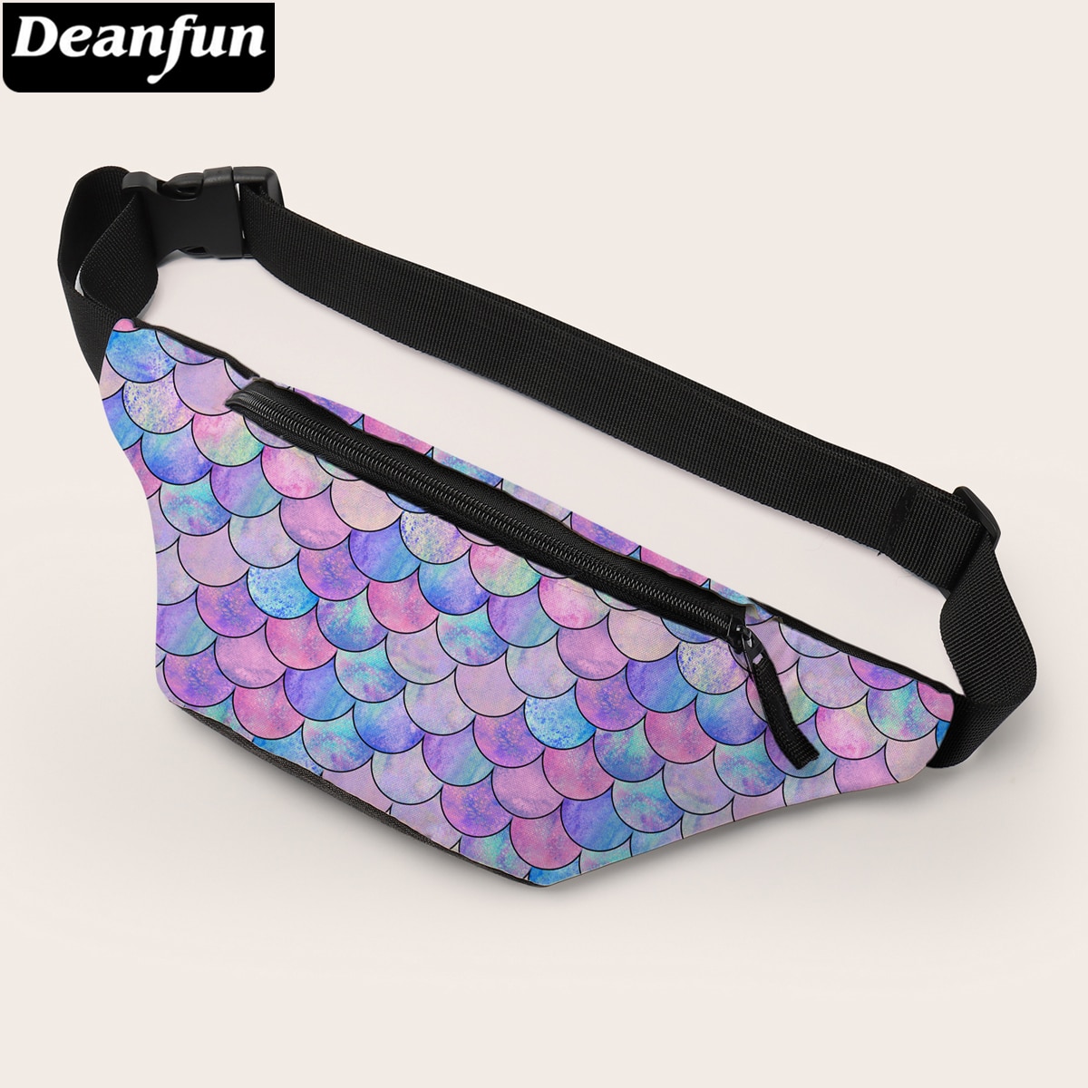 Deanfun taljetaske 3d print i farverig skala fanny pack med justerbart bånd til udendørs unisex 18001