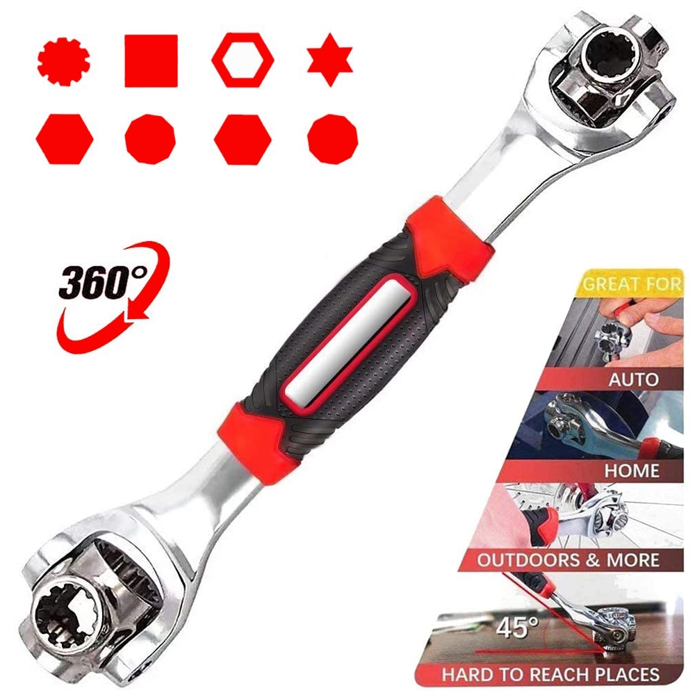 Llave Universal 48 en 1 para reparación de automóviles, herramientas de enchufe con pernos estriados Torx de 6 a 12 puntos, llave inglesa de 360 grados para el hogar