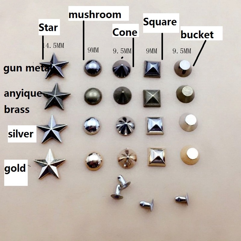 20 sæt legeret lavet stjernekegle spand nitte metal pigge nitter leathercraft diy biker rapid punk rock stud nitte ingen rust