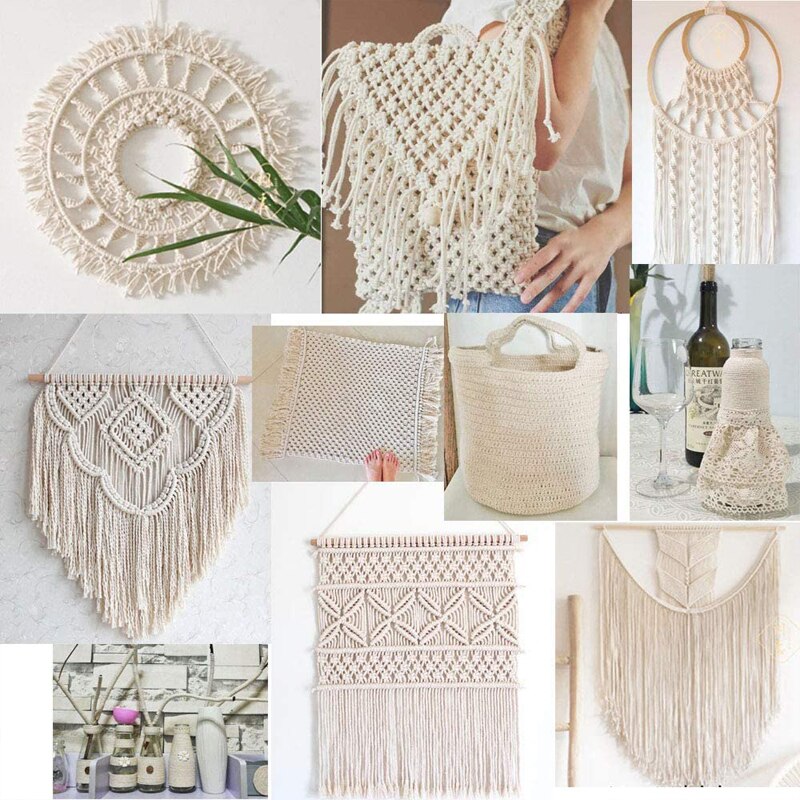 4mm Macrame Rope Twisted String Cotton Cord For Handmade Pure white Rope DIY Home Wedding Accessories