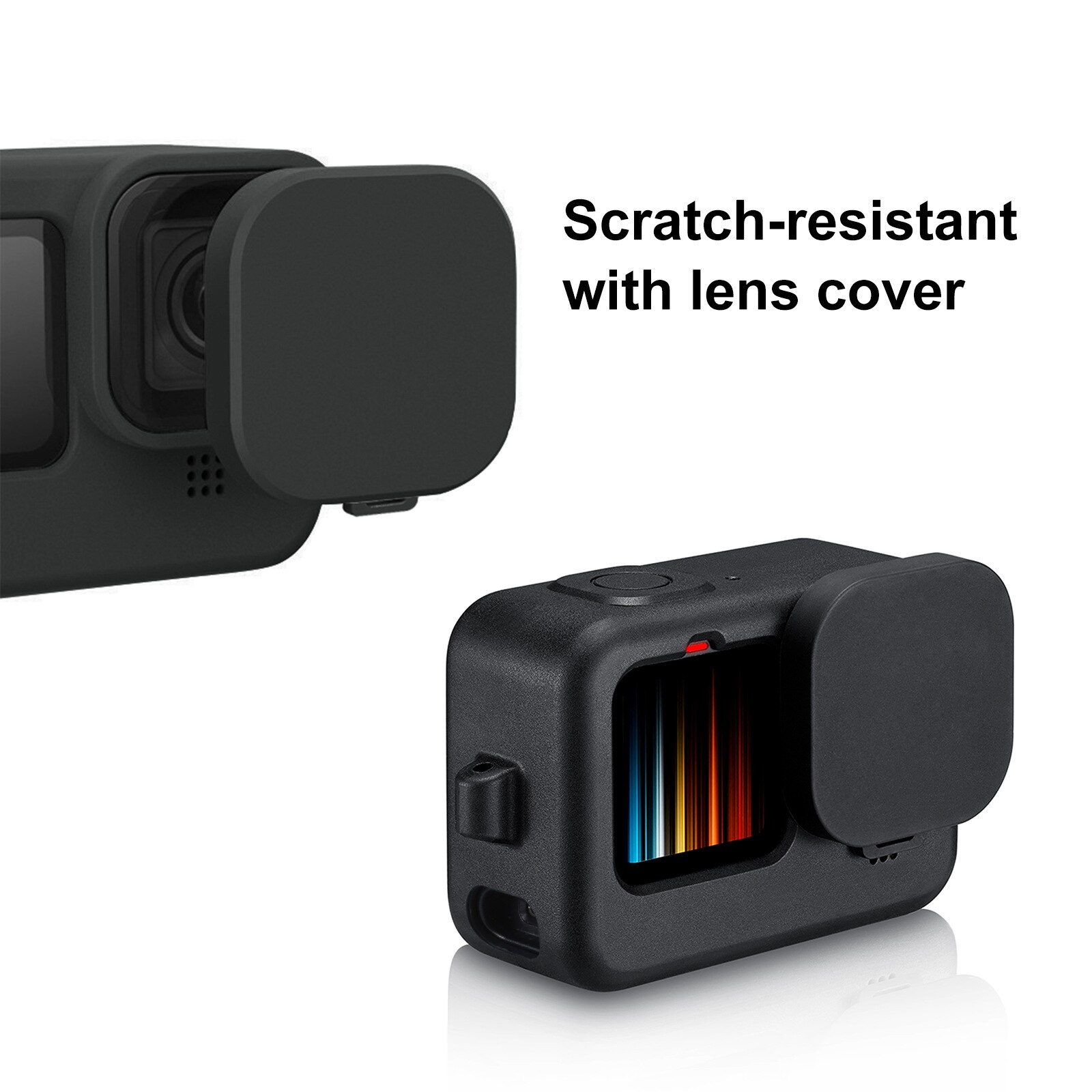 Silikonehus etui objektivdæksel cover batteri side låg cover til gopro hero 10 9 sort action kamera tilbehør kit til go pro 10