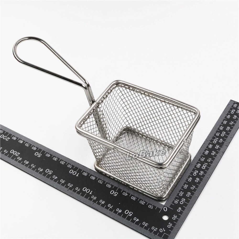 10*8cm rectangle Stainless steel with aluminium frying potato chip chicken dumplings basket oil sieve for cooking tools