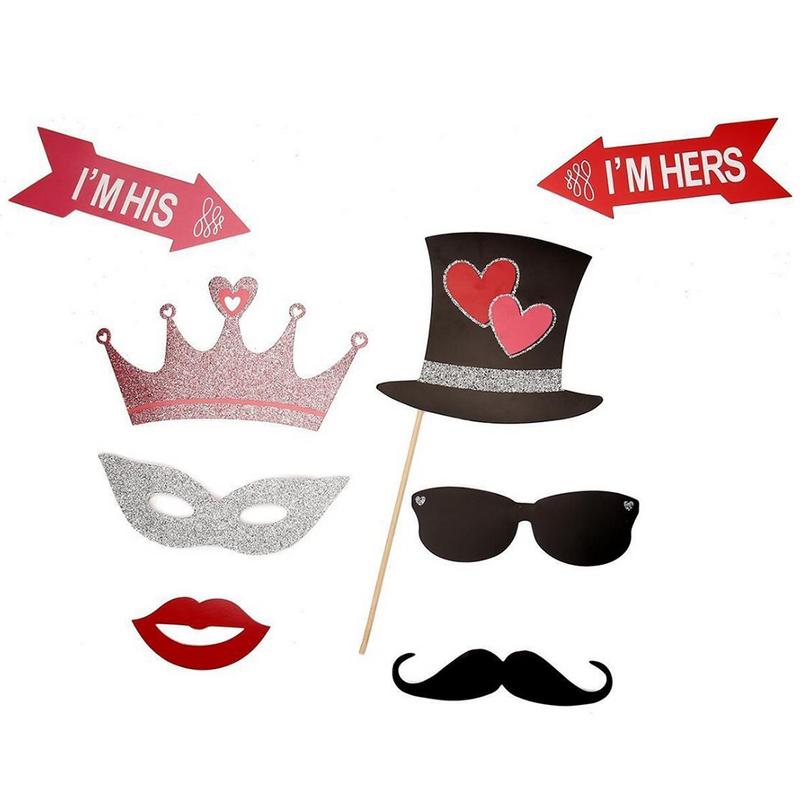 27Pcs/Pack Valentine's Day Photo Booth Props Kit DIY Funny Glitter Disguise Props Wedding Party Decorations