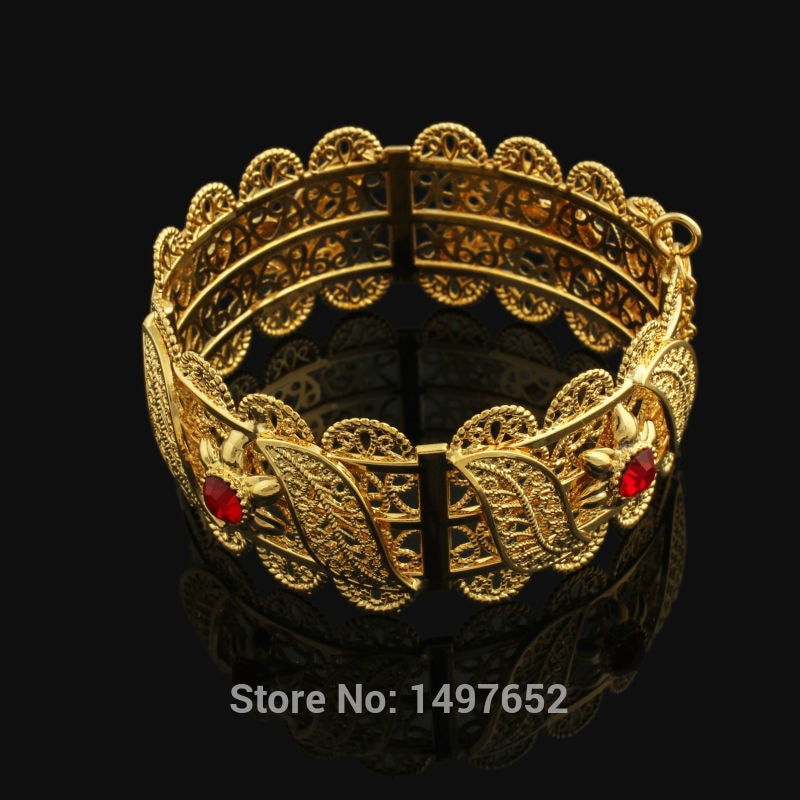 Newest Big Wide Dubai Gold Bangles For Women Men18K Gold Color Crystal Bracelets Jewelry African/India/Kenya//Middle East Style