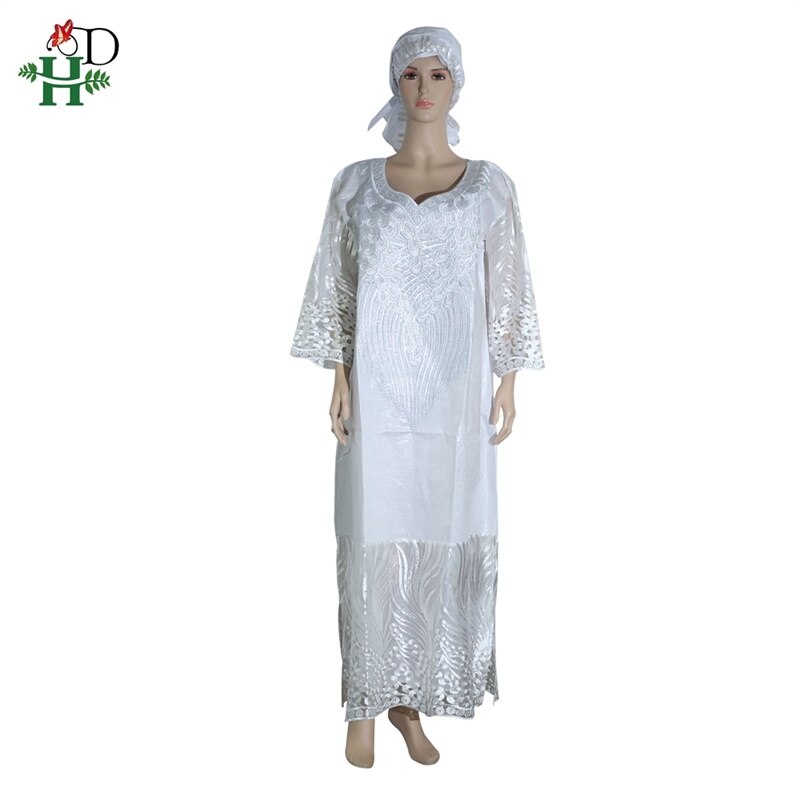 H&D african dresses for women african head wraps robe africaine beading lace bazin outfit dress african clothes south africa