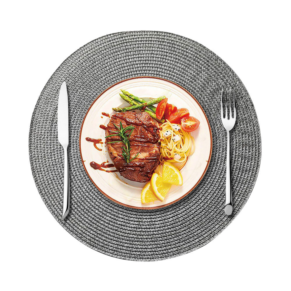 Mantel Individual redondo de 38cm para el hogar, tapete aislante de PP para mesa de comedor, tapete de comedor tejido biodegradable para cocina, mesa de comedor de Navidad, decoración de: Naranja