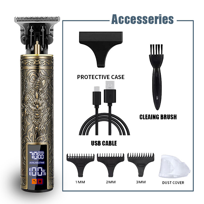 Cortadora de pelo eléctrica T9, recortadora de barba inalámbrica USB, Kit de aseo, Máquina para cortar cabello para estilistas: Gris