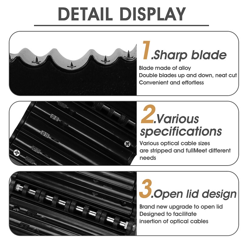 Fiber Optic Cable Sheath Cutter/Optical Fiber Longitudinal Beam Tube Stripper/Loose Tube Slitter /4.5/6/7/8/11mm Cable Stripper