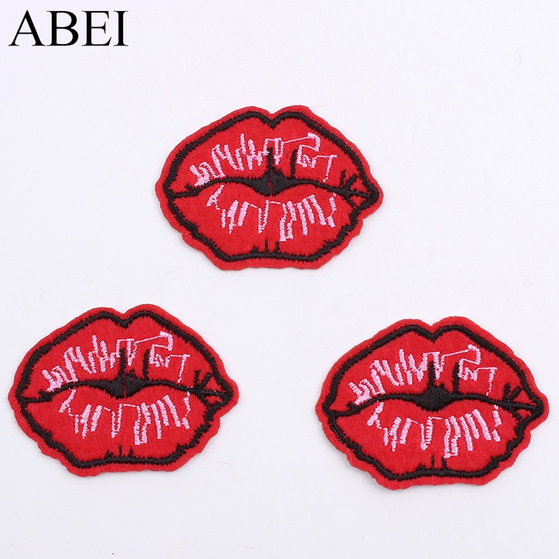 10 stks/partij Cartoon Mond Patch Borduren Ijzer Op Lip Stickers DIY Jeans Jassen Broek Stof Applicaties Naaien kleding Accessoires