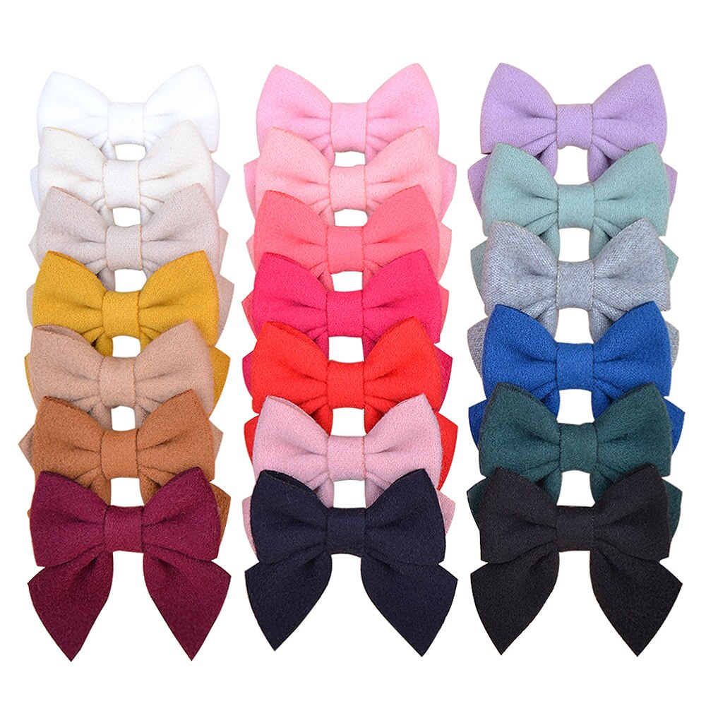 Lot De 20 Barrettes à Cheveux Avec Nœuds Colorés Pour Enfants - Coton Et Lin, Pour Fêtes Et Quotidien - 12