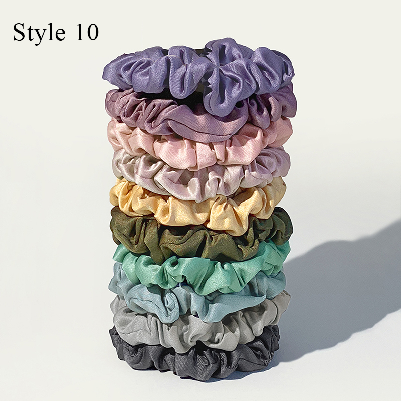 Gomas para el cabello de seda rosa para mujer y niña, banda elástica para el cabello de Color sólido, coleteros, accesorios para el cabello elegantes, 6/10/20 piezas: Verde militar