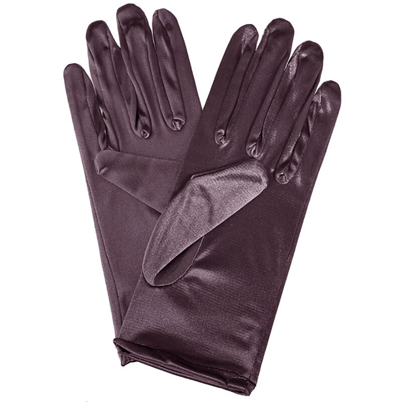 1 PC Mädchen Dame Satin- Kurze Finger Handgelenk Handschuhe Glatt Abend Party Formale Prom Kostüm strecken Handschuhe verrotten Weiß Etikette handschuh: Kaffee