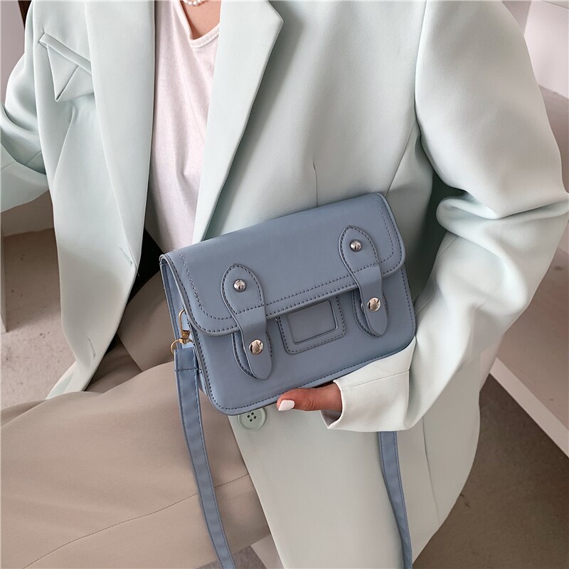 Women Flap Shoulder Messenger Bag Solid Color PU Leather Ladies Crossbody Bags Female Small Square Handbags Purse