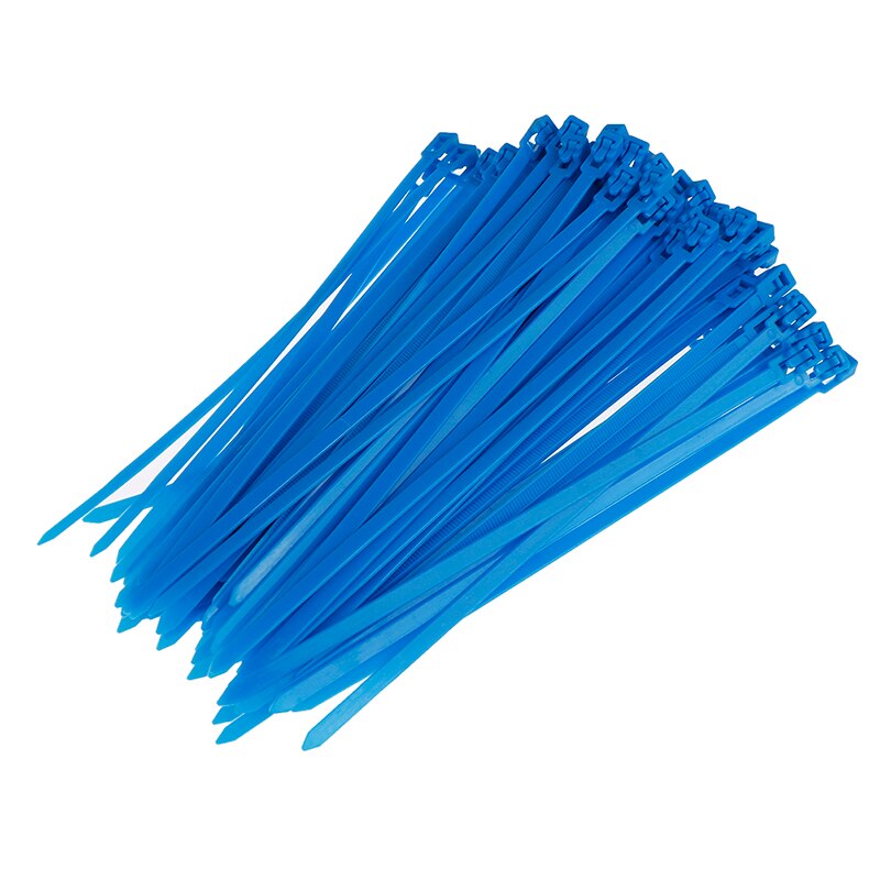 100 stk 200mm aftagelige kabelbindere farvet plast genanvendelige kabelbindere 6 farver: Blå