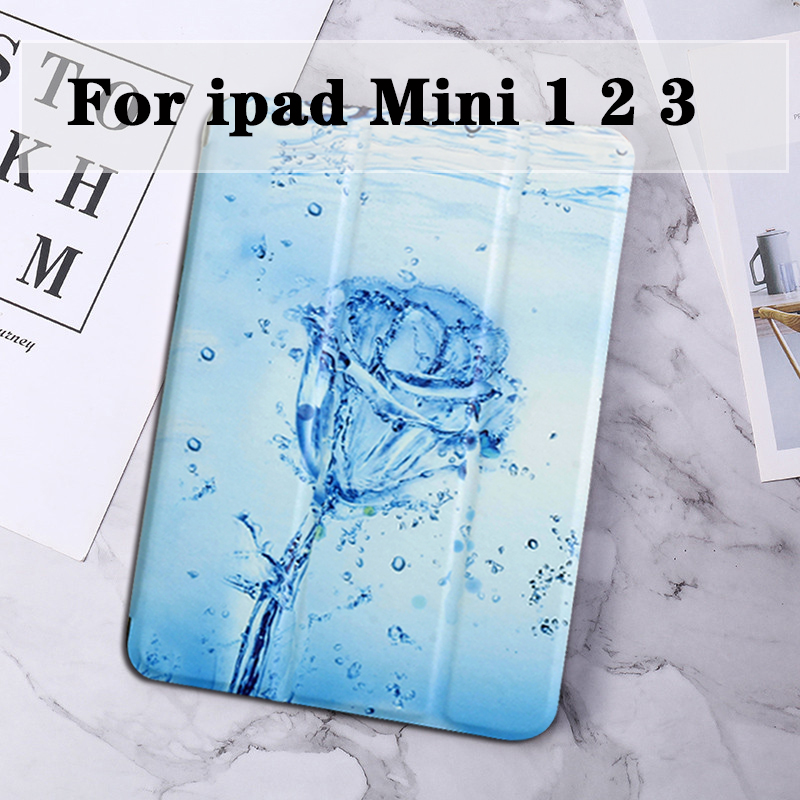 Dla ipad mini 5 4 3 2 1 etui malowane skórzane etui na tablet Mini5 Mini4 mini 1 2 3 powłoka ochronna odwróć stań Smart Cover: Ice rose for Mini
