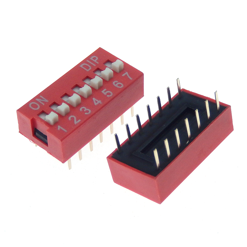 10PCS Slide Type Switch Module 1 2 3 4 5 6 7 8 9 10 12 Bit 2.54mm Position Way DIP Red Pitch Toggle Switch Red Snap Switch: army green