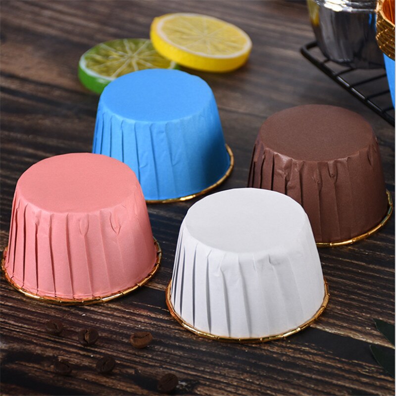 50 st stora 5039 aluminiumfolie omslagspapper guld silver cupcake liner bakformar plåt fodral bröllop muffins pappersmugg