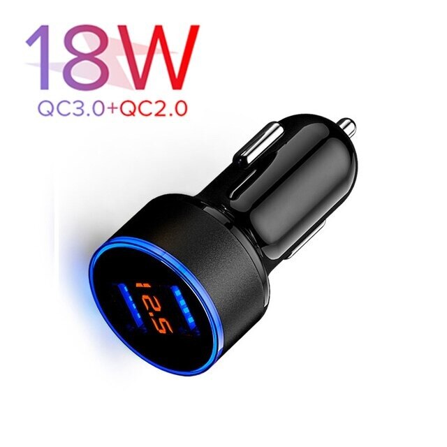 5a usb carregador de carro 60w pd carga rápida 4.0 tipo c adaptador de carregamento rápido para o iphone 12 11 pro max 8 7 xiaomi samsung s21 s20: Dual QC3.0 with LED