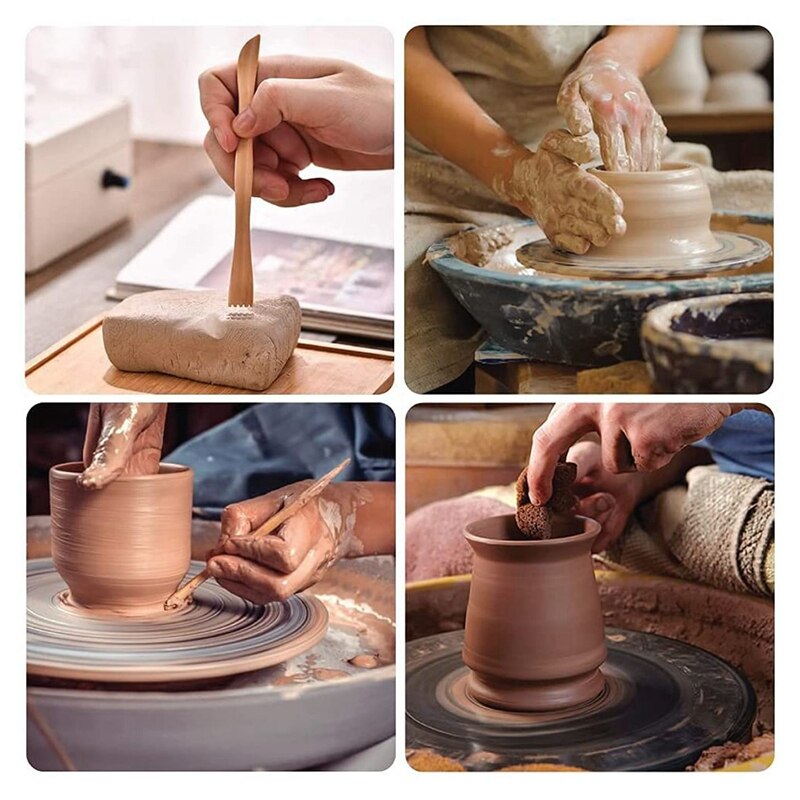 Herramienta de tallado de cerámica de 24 piezas, herramienta de mango de madera, adecuada para pintura en roca, modelo de arcilla de cerámica, arte de uñas en relieve DIY