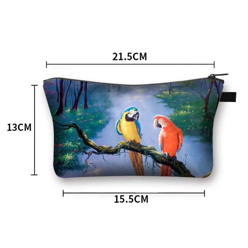 Cute Bird Parrot kosmetyczka kobiety kosmetyczka dziewczyna organizator etui kosmetyki dla kobiet Case kobiece torby podróżne ze schowkiem