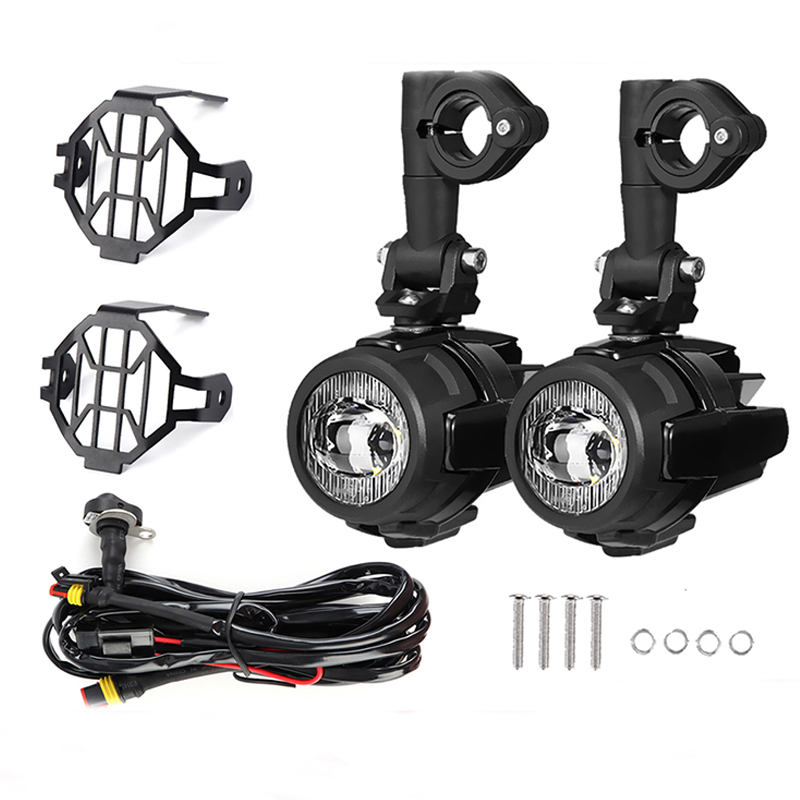 Motocicleta LED Spotlight Projector Lens, Branco Amarelo, Hi, Low Beam, Driving Spot Fog Lights, Auxiliares Faróis Auxiliares: Bege
