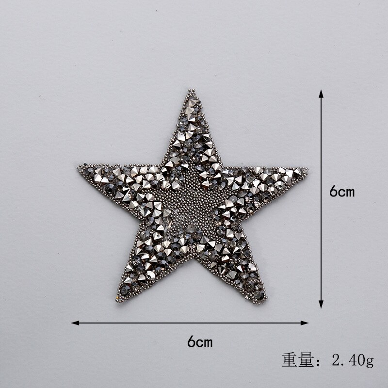 Ster Applique Ijzer op Patch Patches voor Kleding Stickers Pailletten Patch Diy Patch Leuke Kralen Parches Bordados Para Ropa: 6cm 1