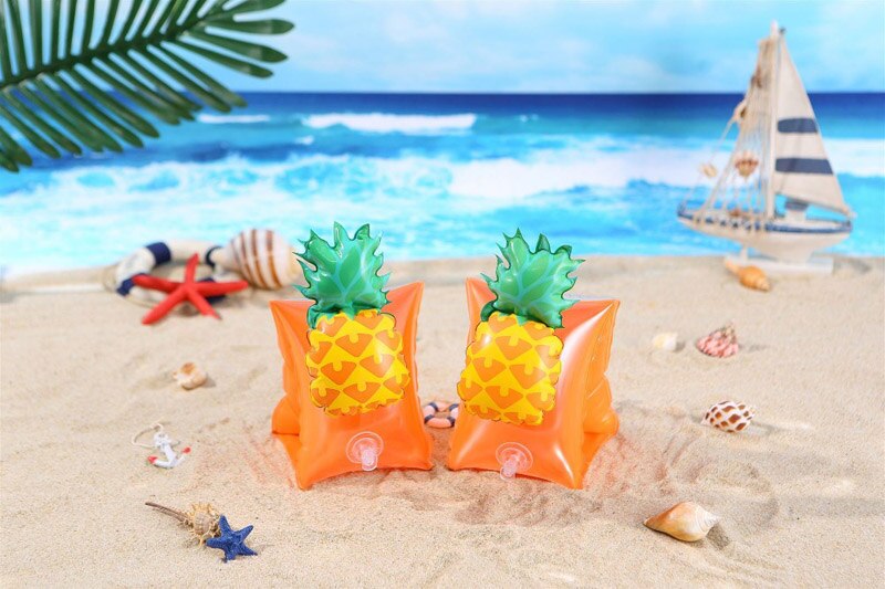 1 paar Opblaasbare Rolls Eenhoorn Flamingo Zwembad Arm Cirkel Ringen Buis Band mouw Drijft Veiligheid Voor Kinderen Beginner: Pineapple