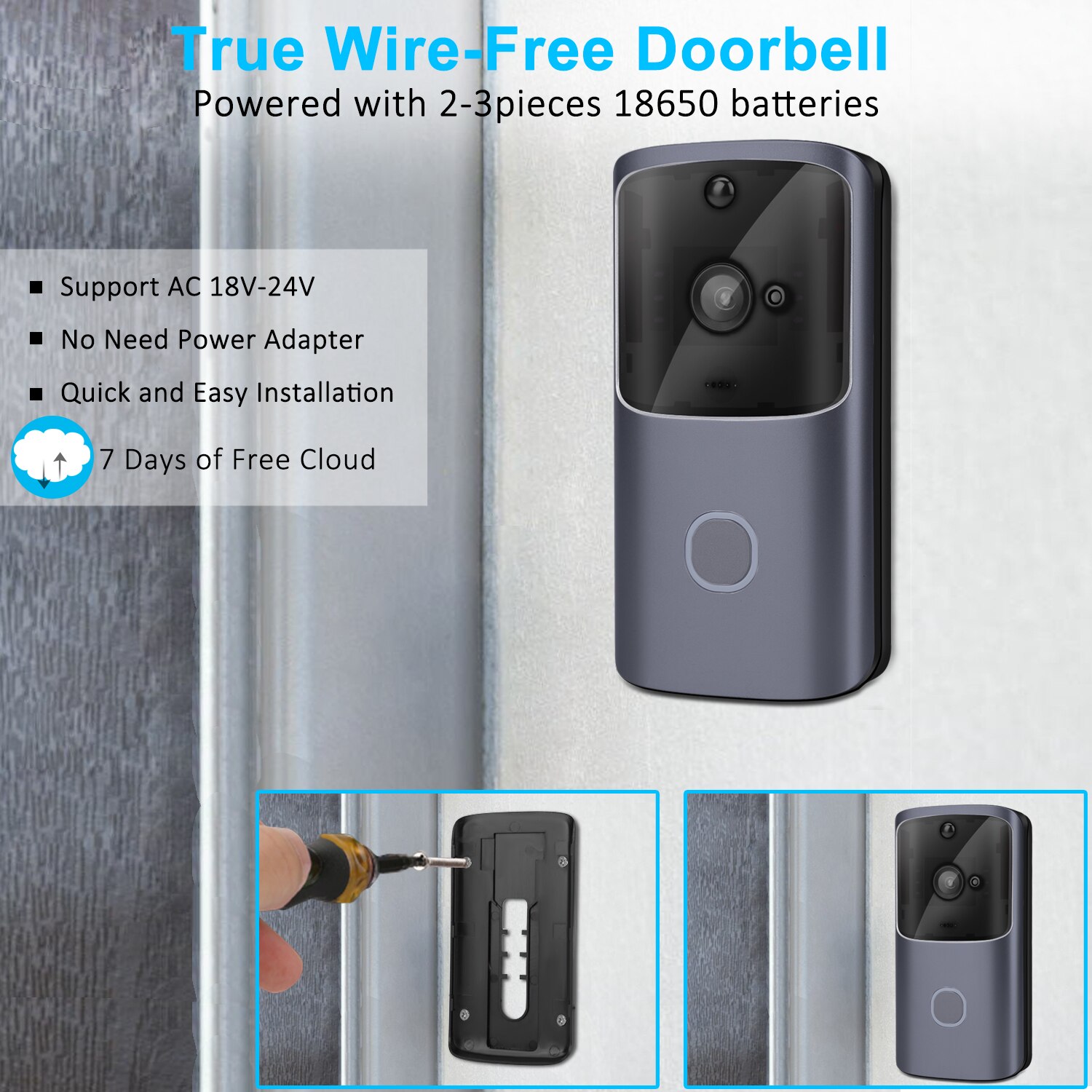 Trådløs dørklokke smart sikker dørklokke 720p/1080p sikkerhedskamera til hjemmet