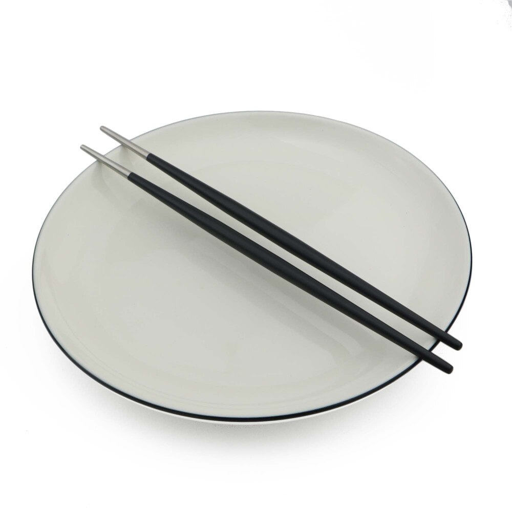 1 Pair Korean Stainless Steel Chopsticks Food Grade Japanese Food Hashi Chop Sticks Sushi Dinnerware Cooking Utensils: silver black