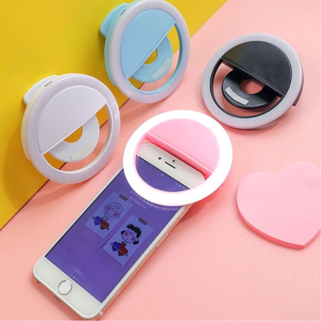 Aro De Luz Selfie Anillo De Luz Led Portátil Para Móvil USB 3 Intensidades color rosa azul negro y blanco