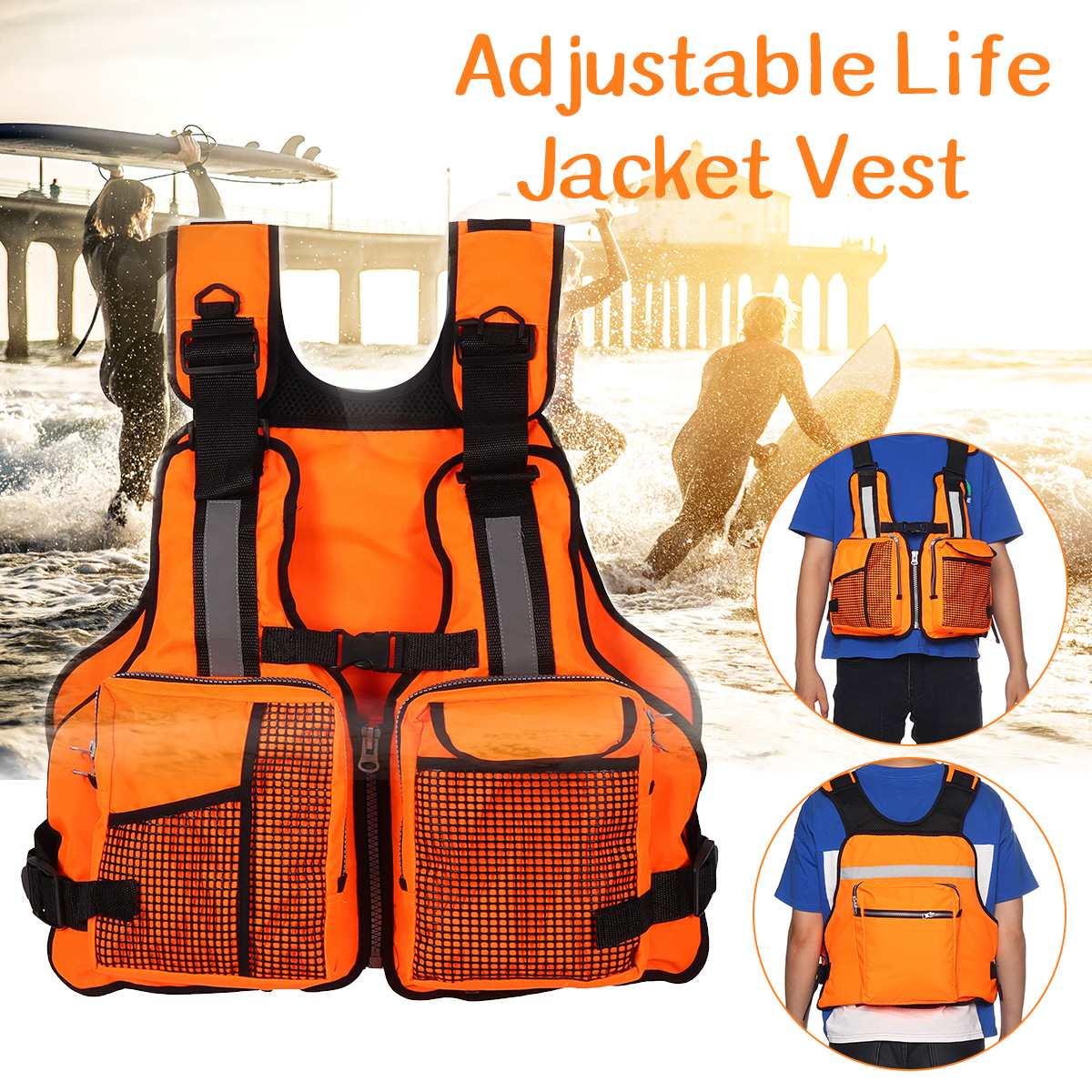 Life Jacket Fishing Swimming Outdoor Life Vest Boating for Adult Man Water Sport Vest Drifting Life Jacket Sailing Bearing 110KG